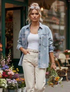 Dámská džínová košilová bunda modrá FashionStreet TY5600