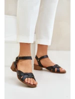 Kožené Sandály Na Jemném Podpatku Zazoo 40372 Černé Kožené Sandály Na Jemném Podpatku Zazoo 40372 Černé