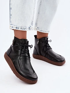 Dámské kožené polobotky barefoot s izolací Zazoo 3077 černé