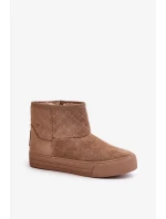 Kotníkové sněhule na zip zateplené kožíškem Big Star béžové Kotníkové sněhule na zip zateplené kožíškem Big Star béžové