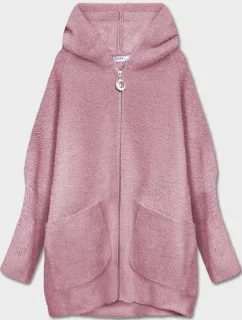 Růžový přehoz přes oblečení ála alpaka s kapucí (B6007-81)