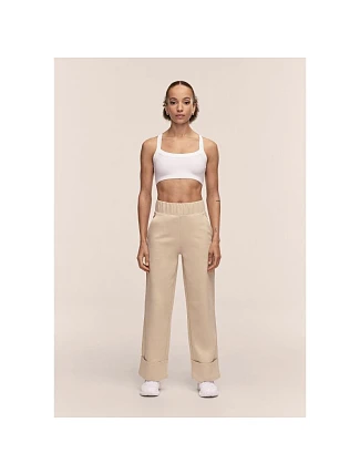 Dámské kalhoty CASALL Aria Turn Up Straight Jogger, béžová barva Dámské kalhoty CASALL Aria Turn Up Straight Jogger, béžová barva