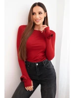 Dámská pruhovaná blůza s nařasením na boku bordová