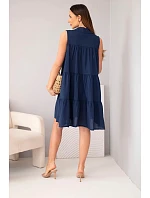 Dámské bavlněné košilové šaty bez rukávů s knoflíky námořnická modrá Dámské bavlněné košilové šaty bez rukávů s knoflíky námořnická modrá