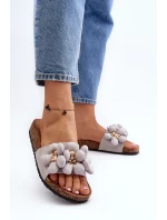 Dámské šedé sandály s ozdobami Bunlia