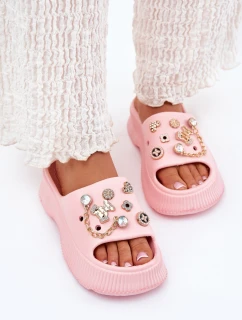 Pěnové Dámské Pantofle Se Zlatými Prstýnky Růžové Hortiana