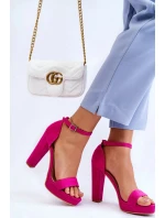 Semišové Sandály Na Podpatku Fuchsie Spectacular