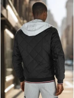 Pánská přechodná prošívaná bunda s kapucí černá FashionStreet TX5010