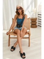 Dámské kožené pantofle s mašlí černé Becky