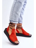 Semišové sandály na klínku Nicole 2743 oranžová Semišové sandály na klínku Nicole 2743 oranžová
