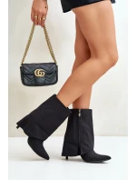 Dámské boty na podpatku se zahnutým svrškem a špičatými špičkami černé Naritua