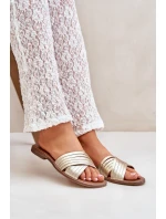 Kožené dámské pantofle Lewski Shoes 3682 zlaté