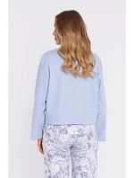 M909 Zkrácená bunda na knoflíky s klopami - světle modrá M909 Zkrácená bunda na knoflíky s klopami - světle modrá