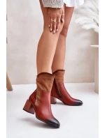 Zateplené Dámské Kotníkové Boty Na Podpatku Hnědé Relabina