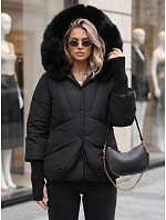 Dámská zimní bunda s kožešinou a kapucí, černá, FashionStreet TY5887