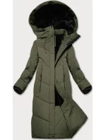 Dlouhá dámská zimní bunda v olivové barvě s kožešinovou podšívkou LHD (LHD-24571) Dlouhá dámská zimní bunda v olivové barvě s kožešinovou podšívkou LHD (LHD-24571)