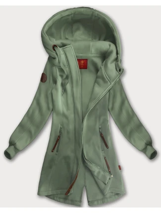 Šedozelená dlouhá dámská mikina s kapucí (AMG-675/2) Šedozelená dlouhá dámská mikina s kapucí (AMG-675/2)