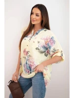 Dámská bavlněná halenka s květinovým vzorem žlutá