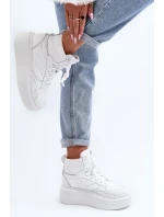 Zazoo 3392/X Dámské Kožené Sportovní Boty Na Platformě Bílé