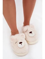 Kožešinové pantofle s motivem medvěda bílé Galine