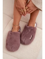 Kožešinové dámské pantofle tmavě fialové Belinna