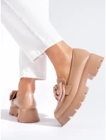 Módní mokasíny hnědé dámské platforma Módní mokasíny hnědé dámské platforma