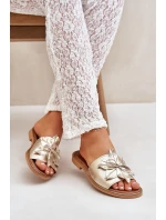 Pantofle S Dekorací Z Pravidelné Kůže Zazoo 3667 Zlaté