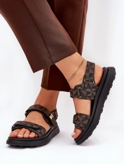 Materiálové dámské sandály na platformě černo-hnědé Leriot