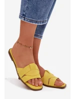 Dámské ploché sandály s pásky Eko Zamszové Žluté Florane