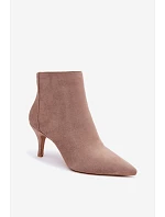 Kožené kotníkové boty na podpatku s špičatou špičkou khaki Niretta Kožené kotníkové boty na podpatku s špičatou špičkou khaki Niretta