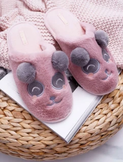 Dámské pantofle s Kožešinou Panda Tmavě Růžové Fimeo