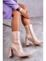 Dámské lakované kozačky Béžové Margit Dámské lakované kozačky Béžové Margit