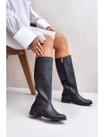 Dámské Kožené Polokozačky Na Zip Lewski 3616 Černé