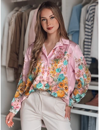 Dámské květované tričko oversize BLOSSIVA růžové FashionStreet DY0465