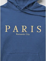 Pánská mikina s kapucí a potiskem PARIS, modrá, FashionStreet NX5147BX