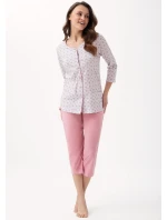Pyžamo Luna 668 3/4 3XL L24 dámské rozepínací Pyžamo Luna 668 3/4 3XL L24 dámské rozepínací
