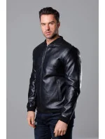 Černá pánská bunda typu "bomber" z ekokůže (11Z8015) Černá pánská bunda typu "bomber" z ekokůže (11Z8015)