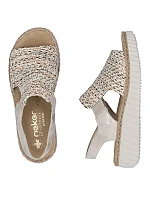 Dámské sandály na platformě kostkované béžové Rieker 69276-60 Dámské sandály na platformě kostkované béžové Rieker 69276-60