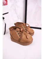 Dívčí šněrovací Sněhové Boty S Kožešinou Hnědé Hunter