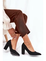 Eko Semišové Lodičky Na Podpatku Černé Ellinoria