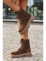 Semišové dámské workery s šněrováním Big Star SS274792 hnědé Semišové dámské workery s šněrováním Big Star SS274792 hnědé