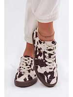 Dámské tenisky s nášivkami Big Star TT274369 Bílá-hnědé