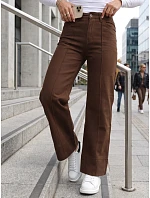 Dámské džíny s širokými nohavicemi a vysokým pasem, hnědé, FashionStreet UY3091 Dámské džíny s širokými nohavicemi a vysokým pasem, hnědé, FashionStreet UY3091