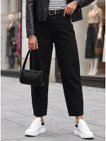 Dámské džíny s vysokým pasem a páskem, střih „balloon fit“, černé, FashionStreet UY3119 Dámské džíny s vysokým pasem a páskem, střih „balloon fit“, černé, FashionStreet UY3119