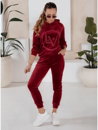 VIP PRIVATE dámská velurová souprava vínová FashionStreet AY0869