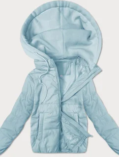 Světle modrá krátká dámská bunda s teplákovou kapucí J Style (16M9236-240)