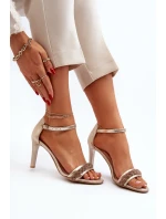 Zazoo 3328/2 Dámské Kožené Sandály Na Podpatku Zlaté Zazoo 3328/2 Dámské Kožené Sandály Na Podpatku Zlaté