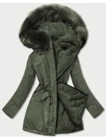 Khaki teplá oboustranná dámská zimní bunda (w610) Khaki teplá oboustranná dámská zimní bunda (w610)