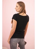 Dámská bavlněná blůza s krátkým rukávem a potiskem „Stay Wild” černá