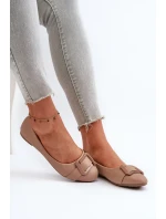 Baleríny S Páskem A Ozdobou Eko Kůže Tmavě Béžové Cadwenla